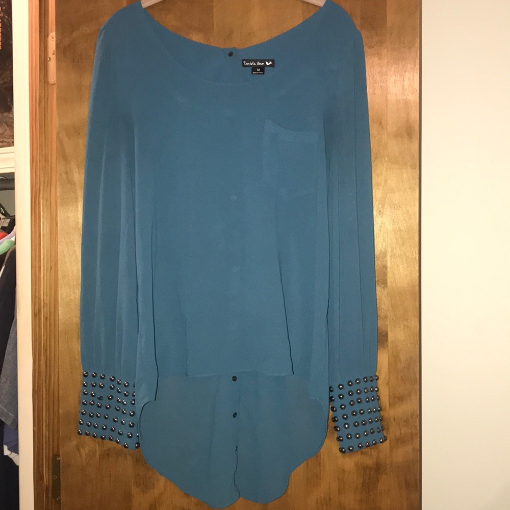 Hunter green studded blouse